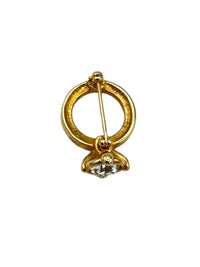 Gold Swarovski Petite Diamond Ring Rhinestone Brooch - 24 Wishes Vintage Jewelry