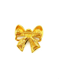 Gold Swarovski Petite Pave Bow Rhinestone Brooch - 24 Wishes Vintage Jewelry
