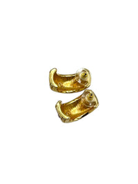 Gold Swarovski Red Enamel Etruscan Pierced Chunky Hoop Earrings - 24 Wishes Vintage Jewelry