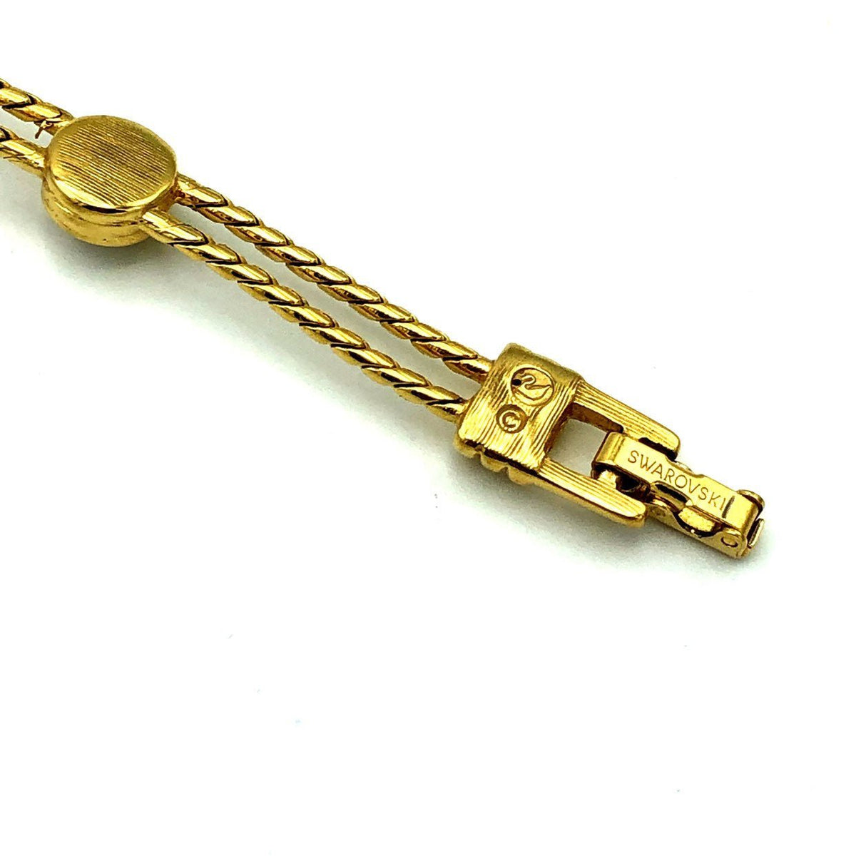 Gold Swarovski White Crystal Chain Bracelet - 24 Wishes Vintage Jewelry