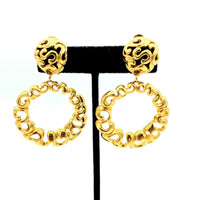 Gold Swirl Door Knocker Vintage Clip-On Earrings - 24 Wishes Vintage Jewelry