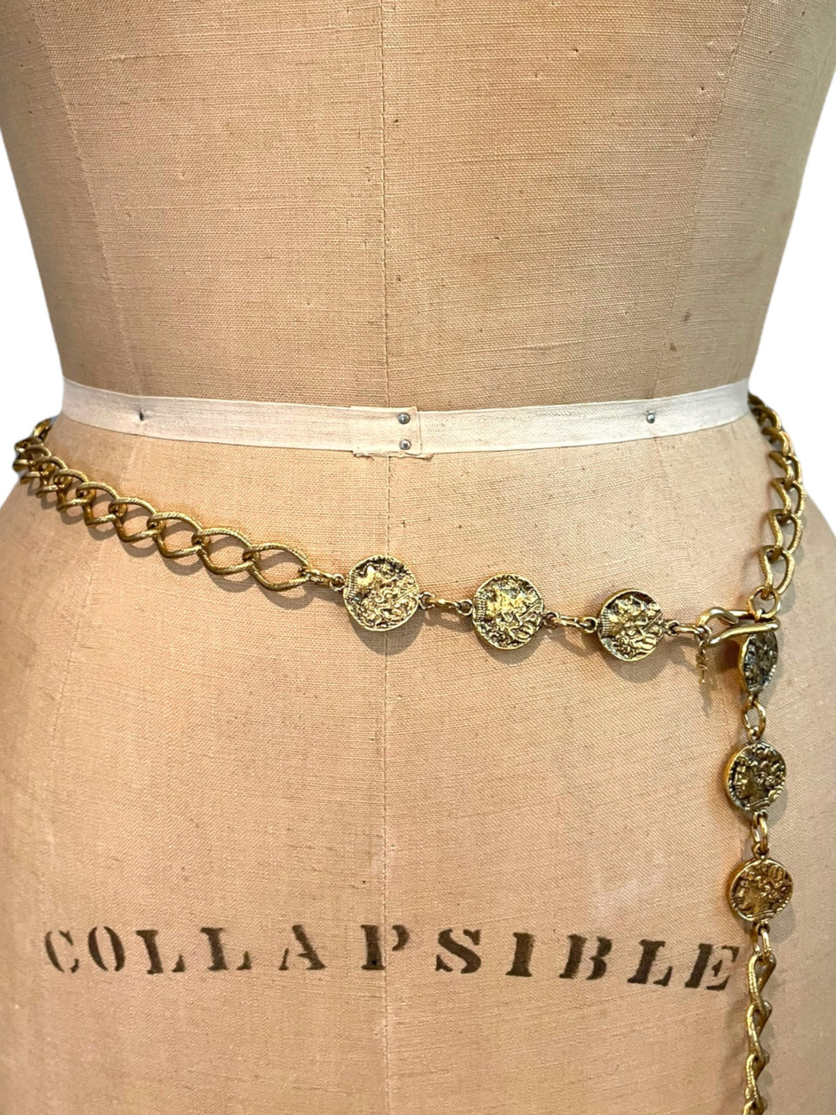 Gold Trifari Coin Medallion Chain Vintage Belt - 24 Wishes Vintage Jewelry