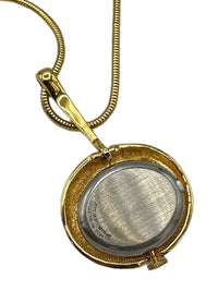 Gold Trifari Modernist Watch Pendant Long Snake Chain - 24 Wishes Vintage Jewelry