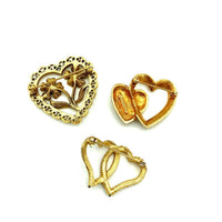 Gold Vintage Hearts Pearl Brooch Trio Scatter Pins - 24 Wishes Vintage Jewelry
