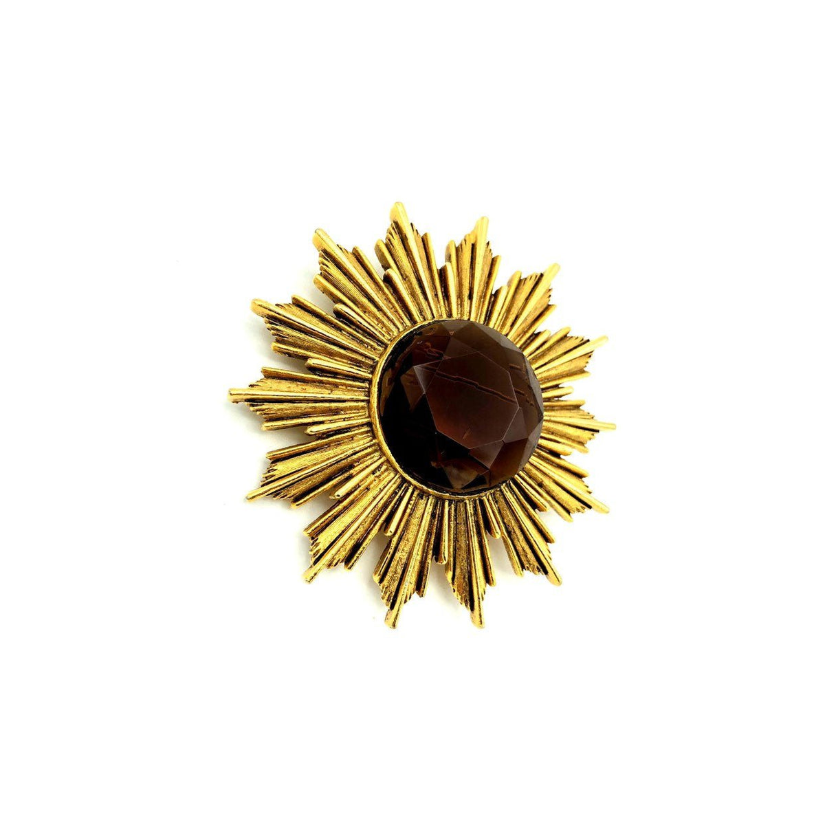 Gold Vintage Modernist Starburst Brooch - 24 Wishes Vintage Jewelry