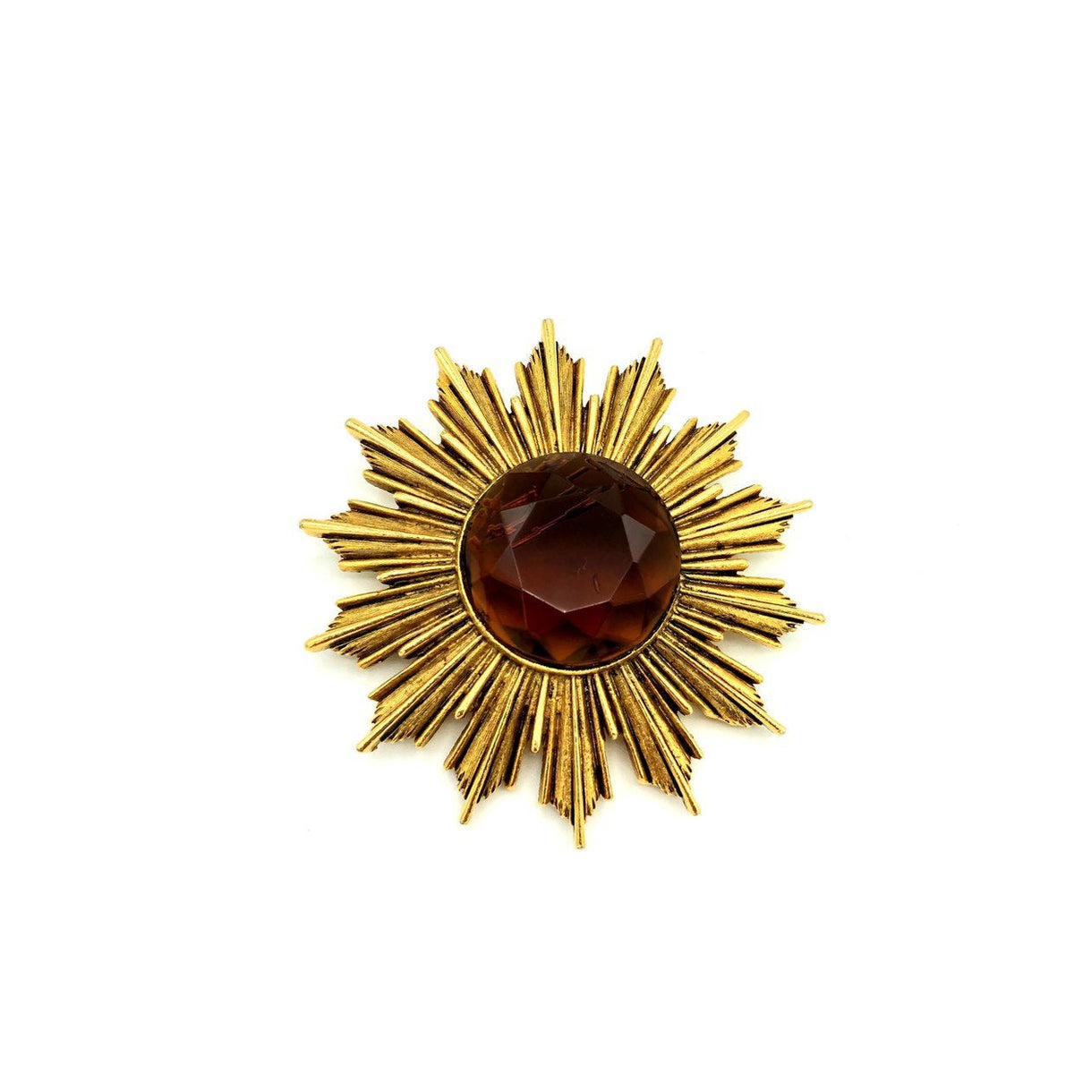 Gold Vintage Modernist Starburst Brooch - 24 Wishes Vintage Jewelry