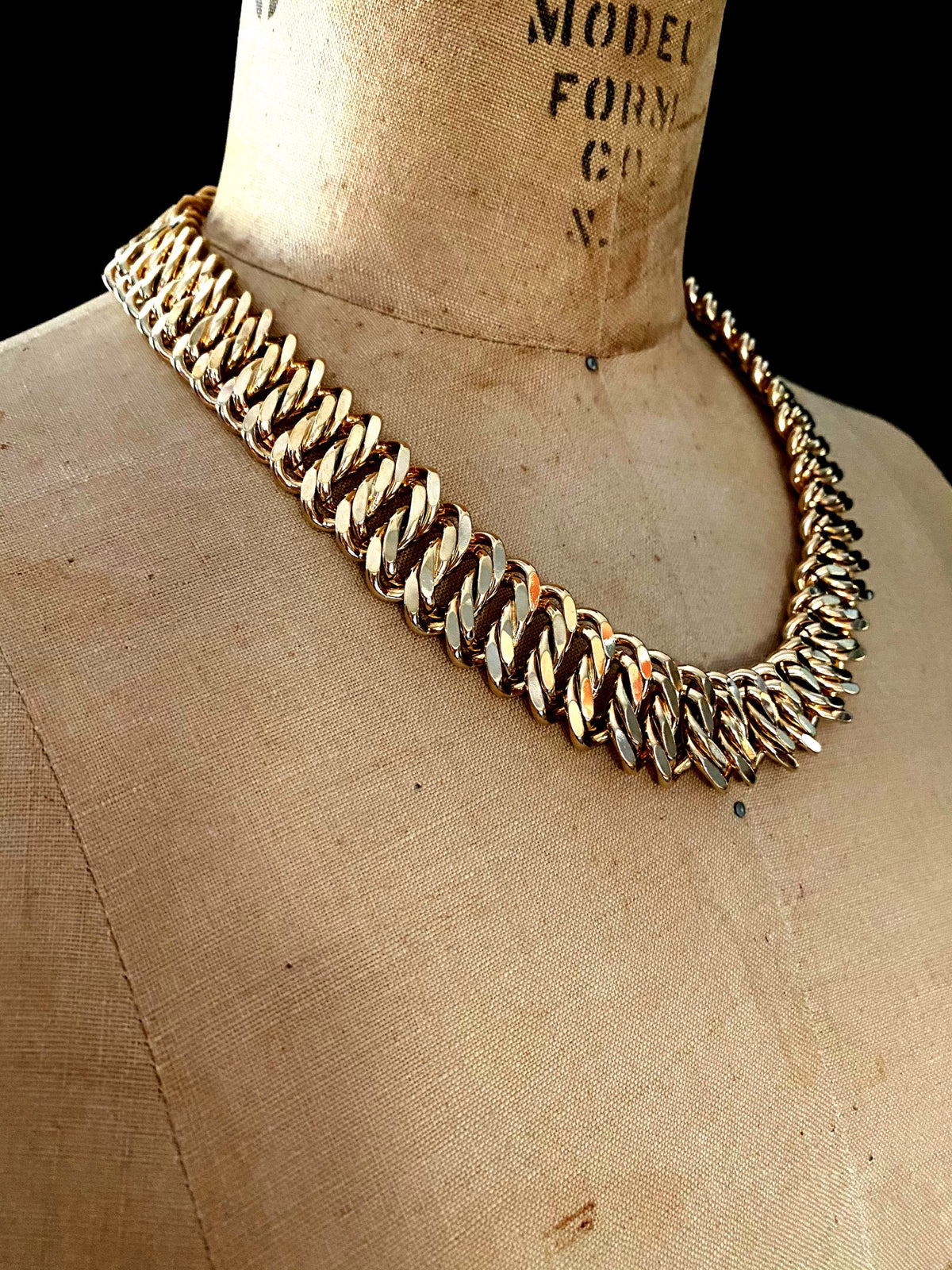 Gold Vintage Napier Wide Chain Link Layering Necklace - 24 Wishes Vintage Jewelry