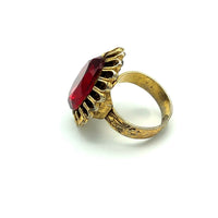 Gold Vintage Ruby Red Cocktail Ring - 24 Wishes Vintage Jewelry