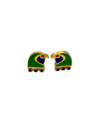 Hattie Carnegie Egyptian Revival Falcon Enamel Vintage Clip-On Earrings - 24 Wishes Vintage Jewelry