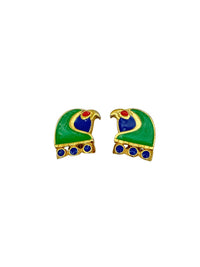 Hattie Carnegie Egyptian Revival Falcon Enamel Vintage Clip-On Earrings - 24 Wishes Vintage Jewelry