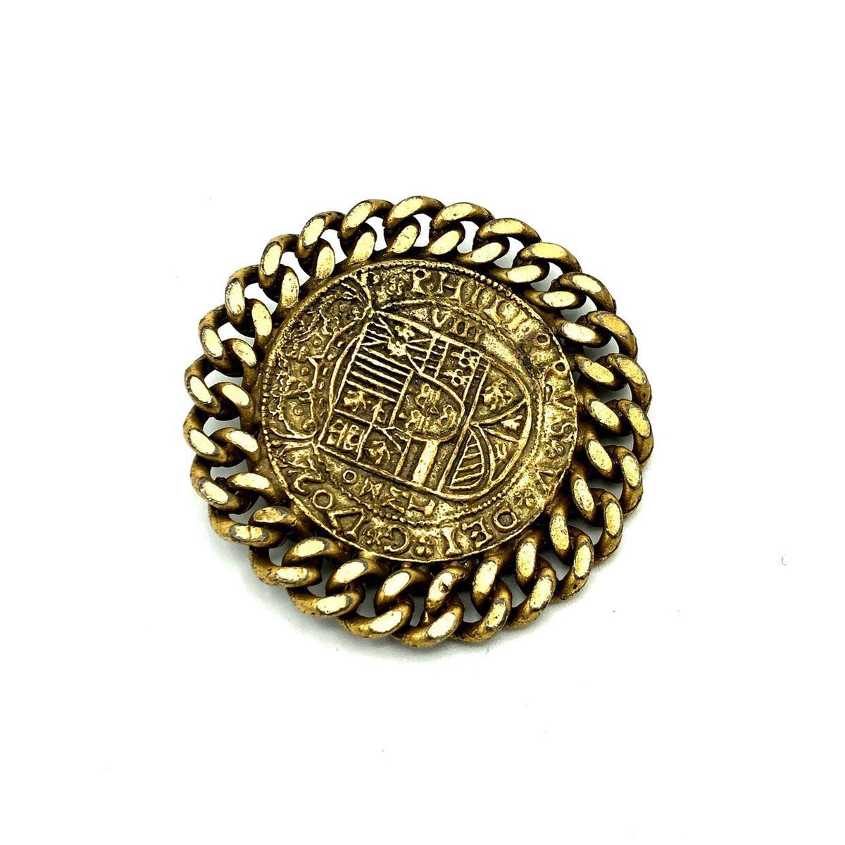 Hattie Carnegie Heraldic Coat of Arms Ancient Coin Brooch - 24 Wishes Vintage Jewelry