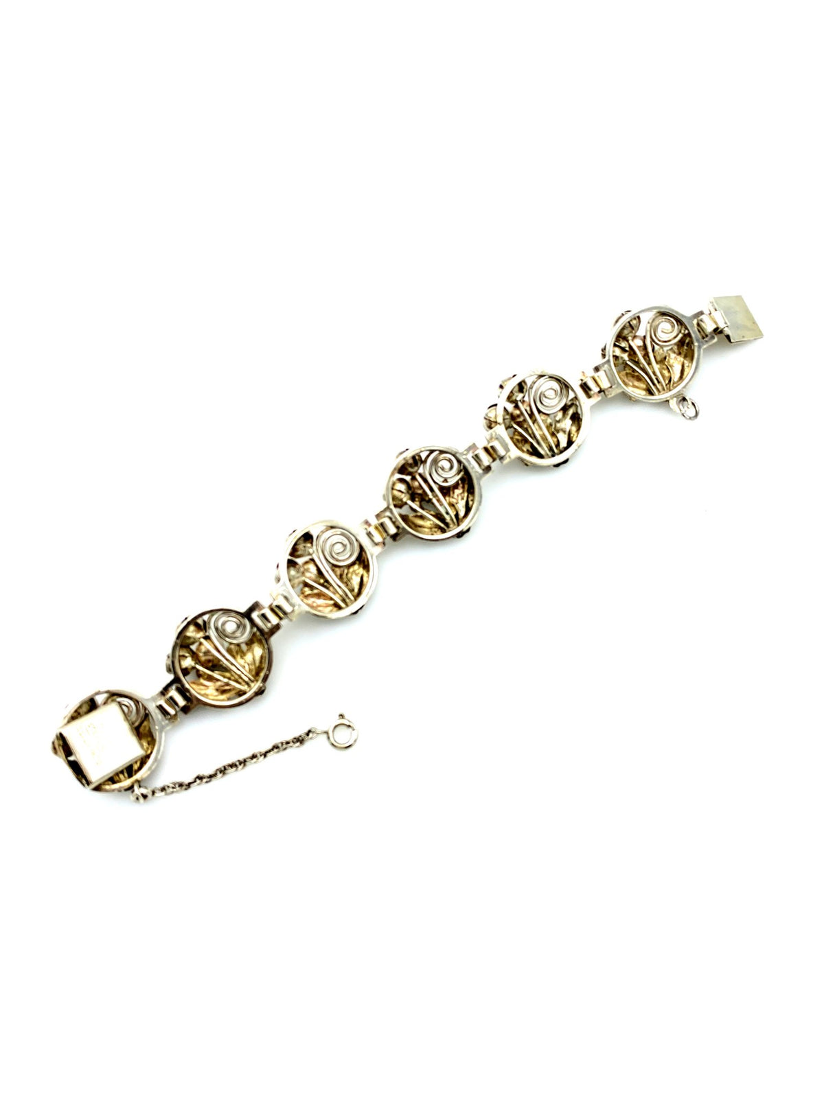 Hobe Sterling Silver Floral Panel Vintage Bracelet - 24 Wishes Vintage Jewelry