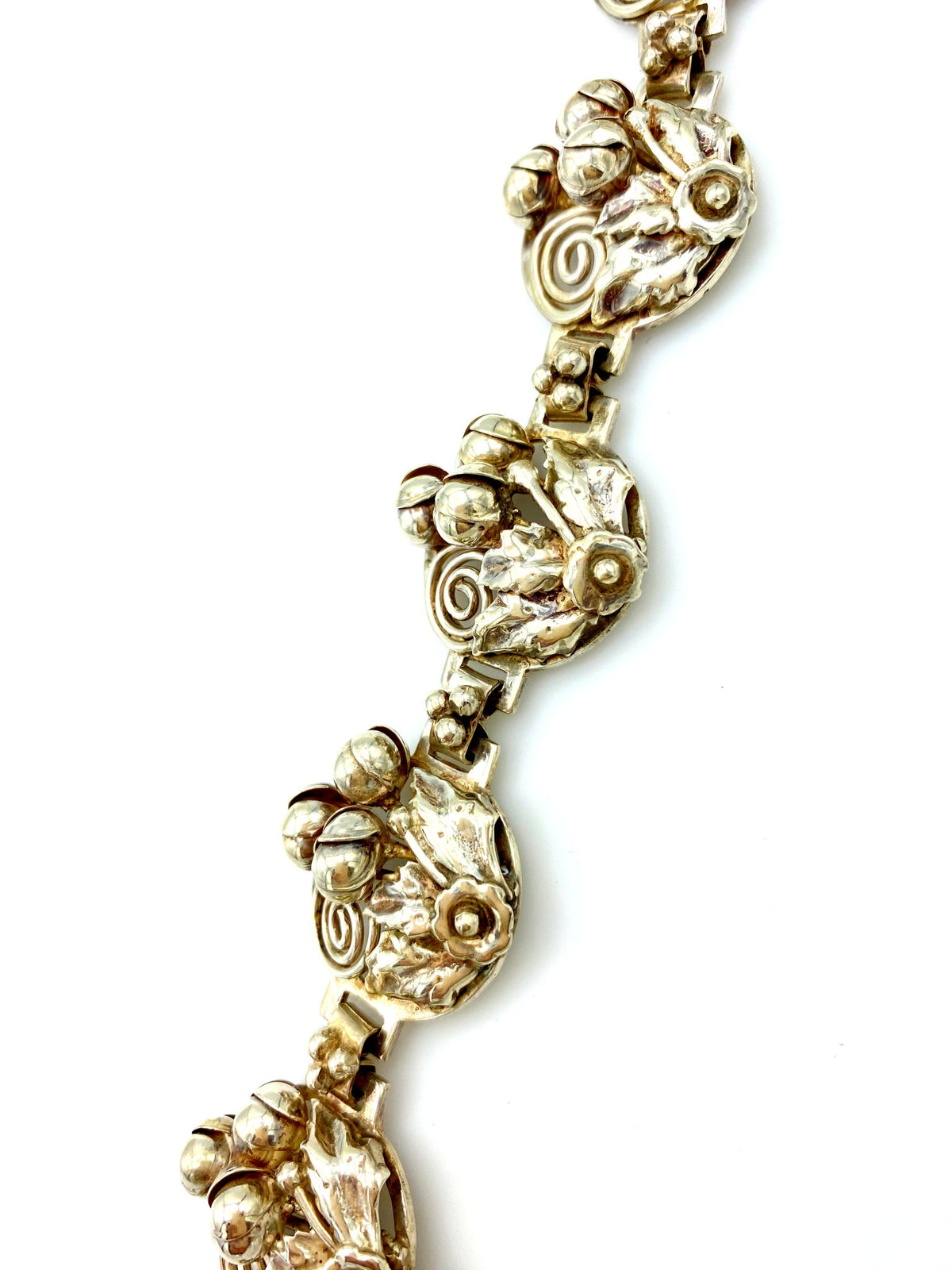 Hobe Sterling Silver Floral Panel Vintage Bracelet - 24 Wishes Vintage Jewelry