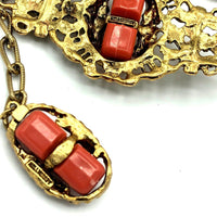 Hollycraft Victorian Revival Coral Belt Gold Vintage Belt - 24 Wishes Vintage Jewelry