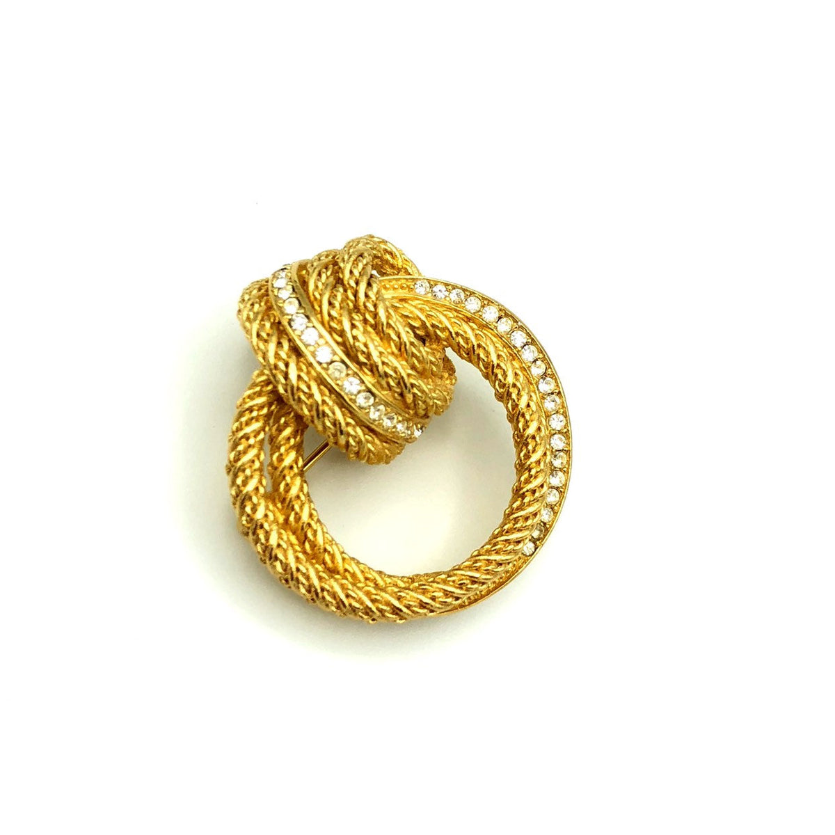 update alt-text with template Vintage Gold Christian Dior Circle Braided Brooch-Brooches & Pins-Christian Dior-[trending designer jewelry]-[christian dior jewelry]-[Sustainable Fashion]