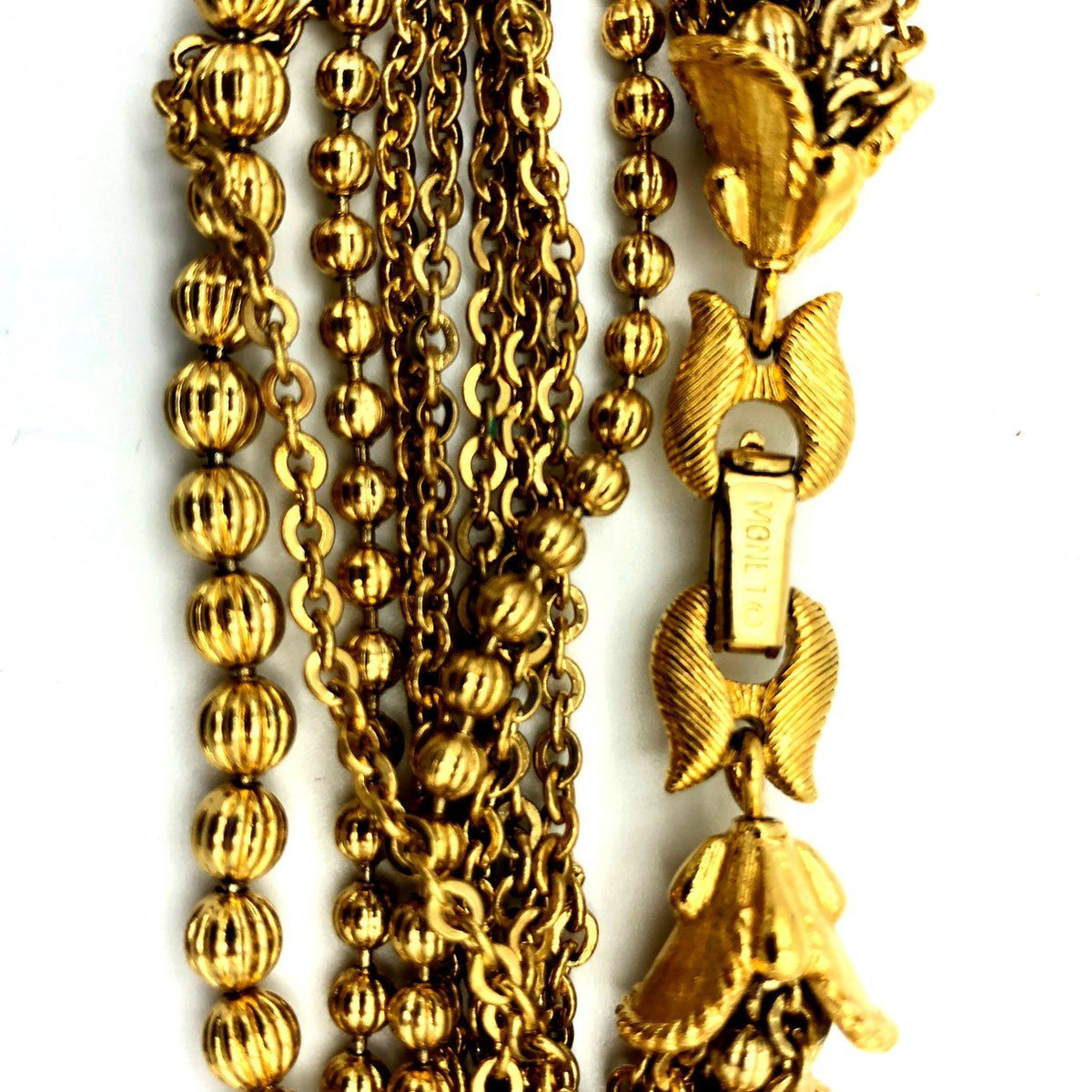 update alt-text with template Vintage Gold Monet Ball Bead Chains Layering Necklace-Necklaces & Pendants-Monet-[trending designer jewelry]-[monet jewelry]-[Sustainable Fashion]