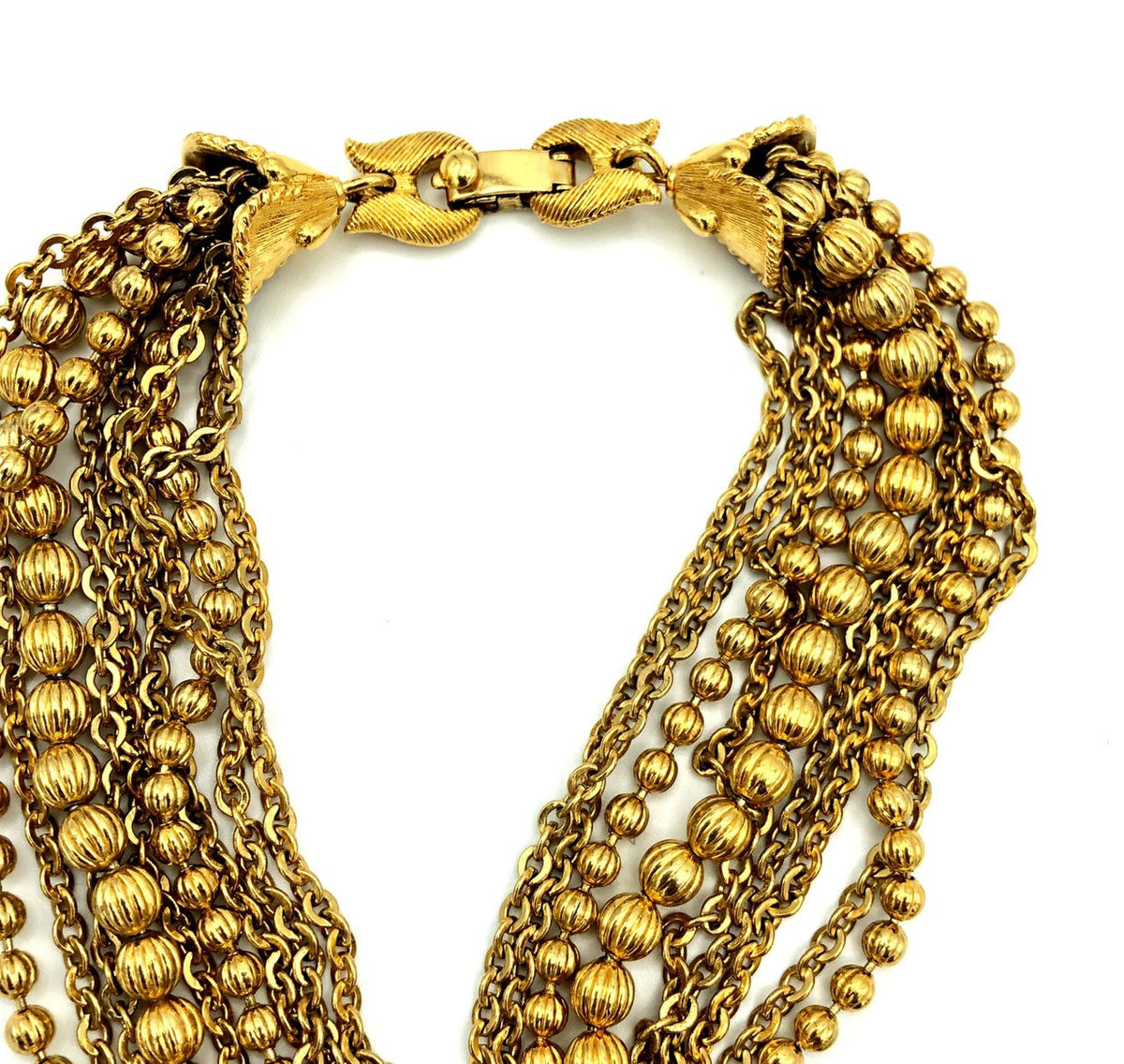 update alt-text with template Vintage Gold Monet Ball Bead Chains Layering Necklace-Necklaces & Pendants-Monet-[trending designer jewelry]-[monet jewelry]-[Sustainable Fashion]