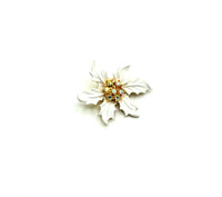Vintage White Enamel Poinsettia Holly Brooch-Sustainable Fashion with Vintage Style-Trending Designer Fashion-24 Wishes
