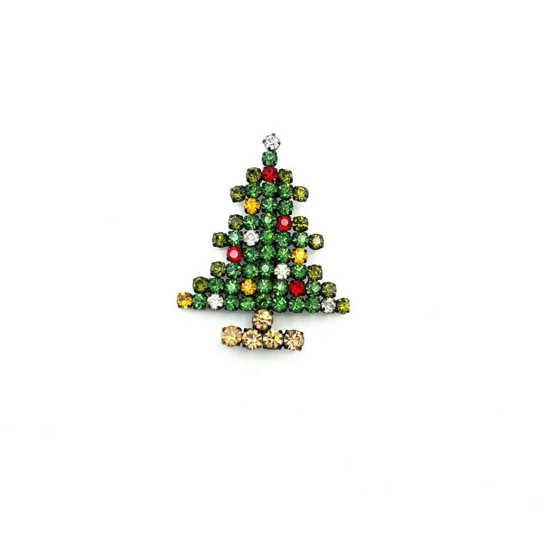 Austria Bright Crystal Rhinestone Christmas Tree Brooch-Sustainable Fashion with Vintage Style-Trending Designer Fashion-24 Wishes