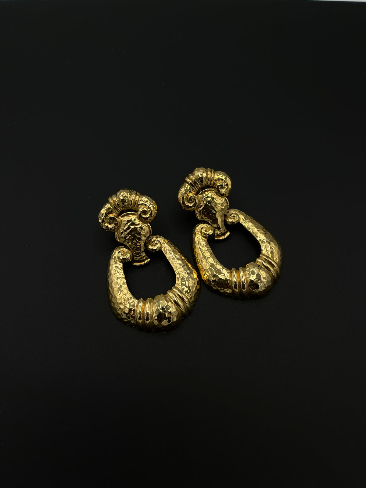Barrera for Avon Gold Door Knocker Clip-On Earrings