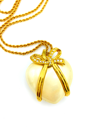 update alt-text with template Joan Rivers Vintage Pearlescent White Puffy Heart Pendant-Earrings-Joan Rivers-[trending designer jewelry]-[joan rivers jewelry]-[Sustainable Fashion]