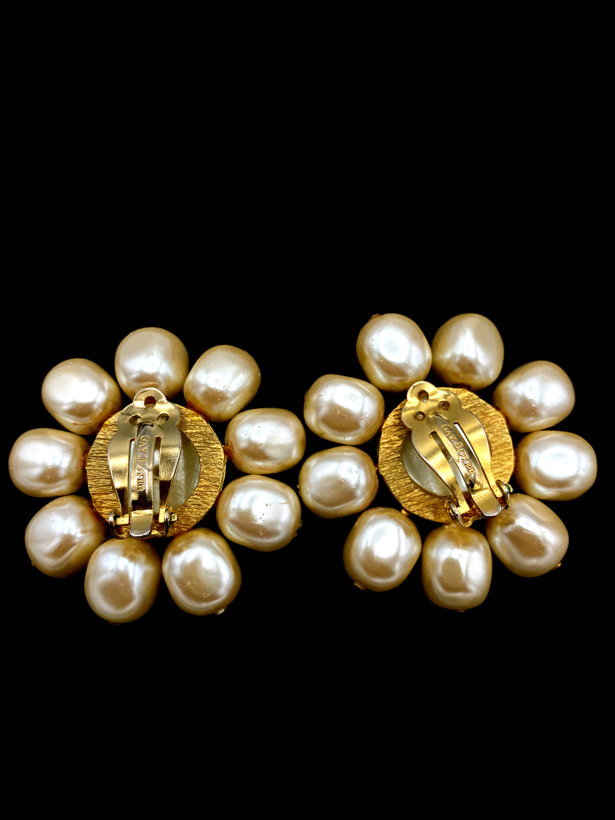 Guy Boyer Vintage White Pearl Flower Classic Earrings-Sustainable Fashion with Vintage Style-Trending Designer Fashion-24 Wishes
