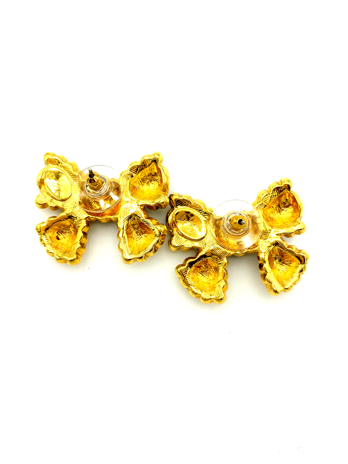 Joan Rivers Enamel & Rhinestone Bow Vintage Pierced Earrings