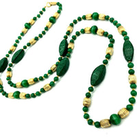 Italian Jade Green Glass Bead Long Layering Necklace By Bozart - 24 Wishes Vintage Jewelry