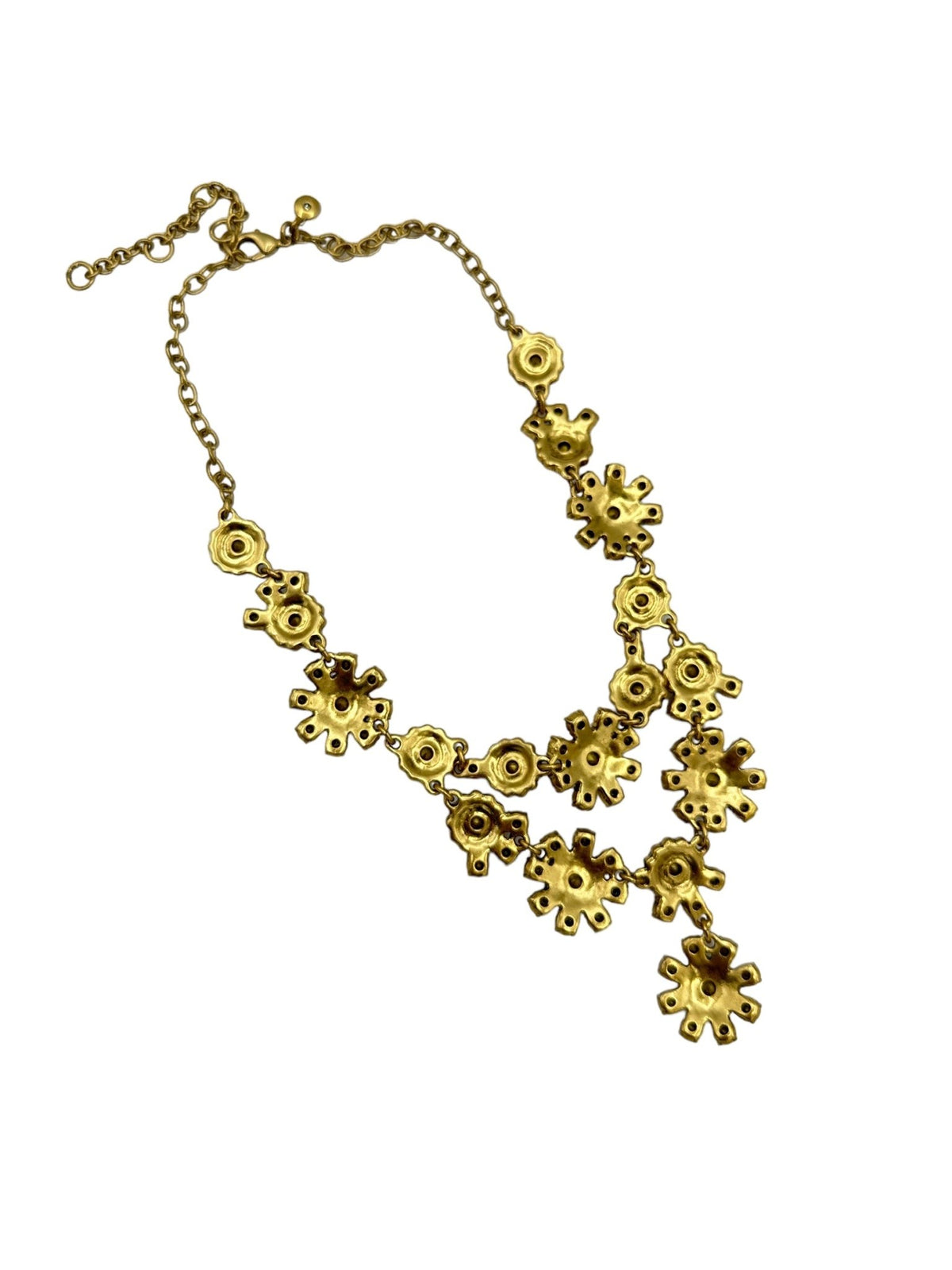 J. Crew Vintage Jewelry Layered Clear Rhinestone Floral Statement Bib Necklace - 24 Wishes Vintage Jewelry