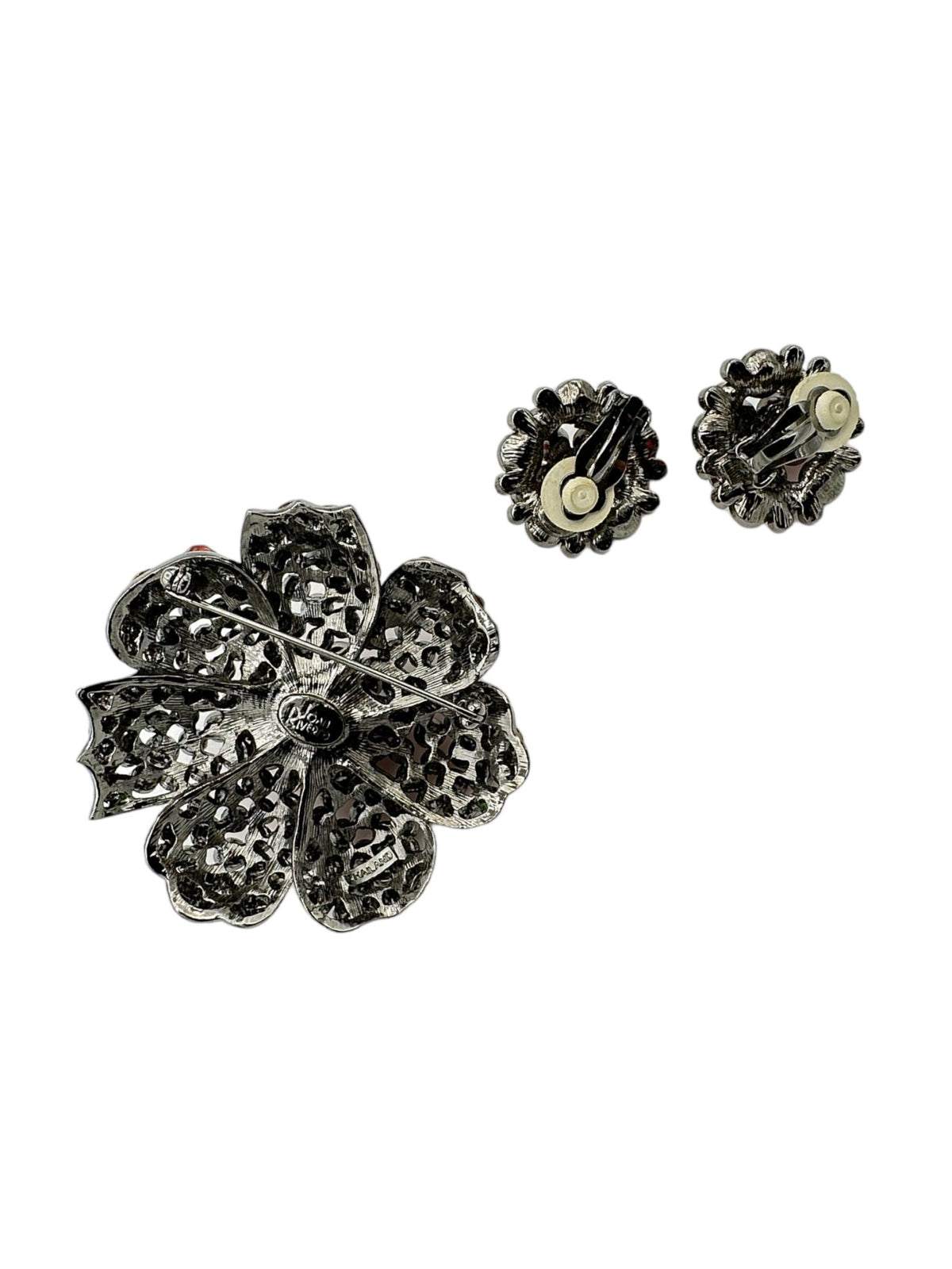 Joan Rivers Bright Layered Rhinestones Flower Jewelry Set - 24 Wishes Vintage Jewelry