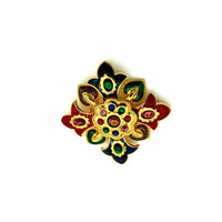 Joan Rivers Colorful Enamel Maltese Cross Vintage Brooch - 24 Wishes Vintage Jewelry