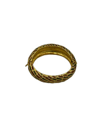 Joan Rivers Enamel Feather Hinged Bangle Bracelet - 24 Wishes Vintage Jewelry