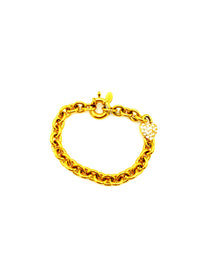 Joan Rivers Gold Chain Rhinestone Heart Vintage Stacking Bracelet - 24 Wishes Vintage Jewelry