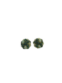 Joan Rivers Gold Green Jade Cabochon Cluster Clip-On Earrings - 24 Wishes Vintage Jewelry