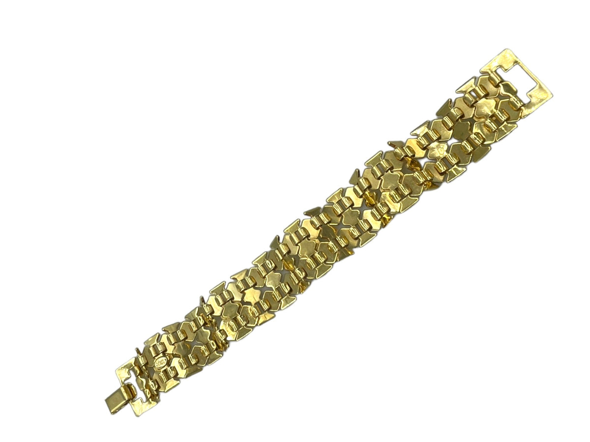 Joan Rivers Gold Multi-Color Cabochon Textured Link Bracelet - 24 Wishes Vintage Jewelry