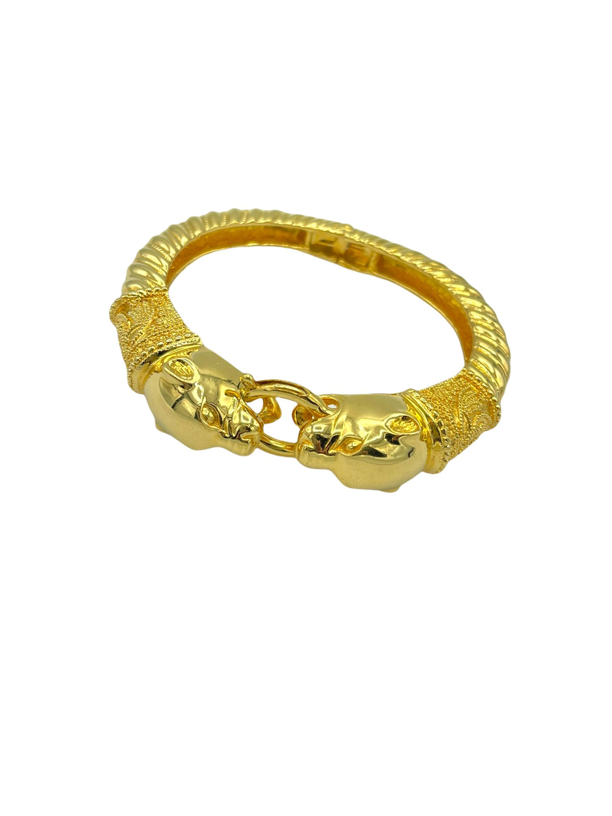 Joan Rivers Gold Panther Vintage Hinged Bangle Bracelet - 24 Wishes Vintage Jewelry