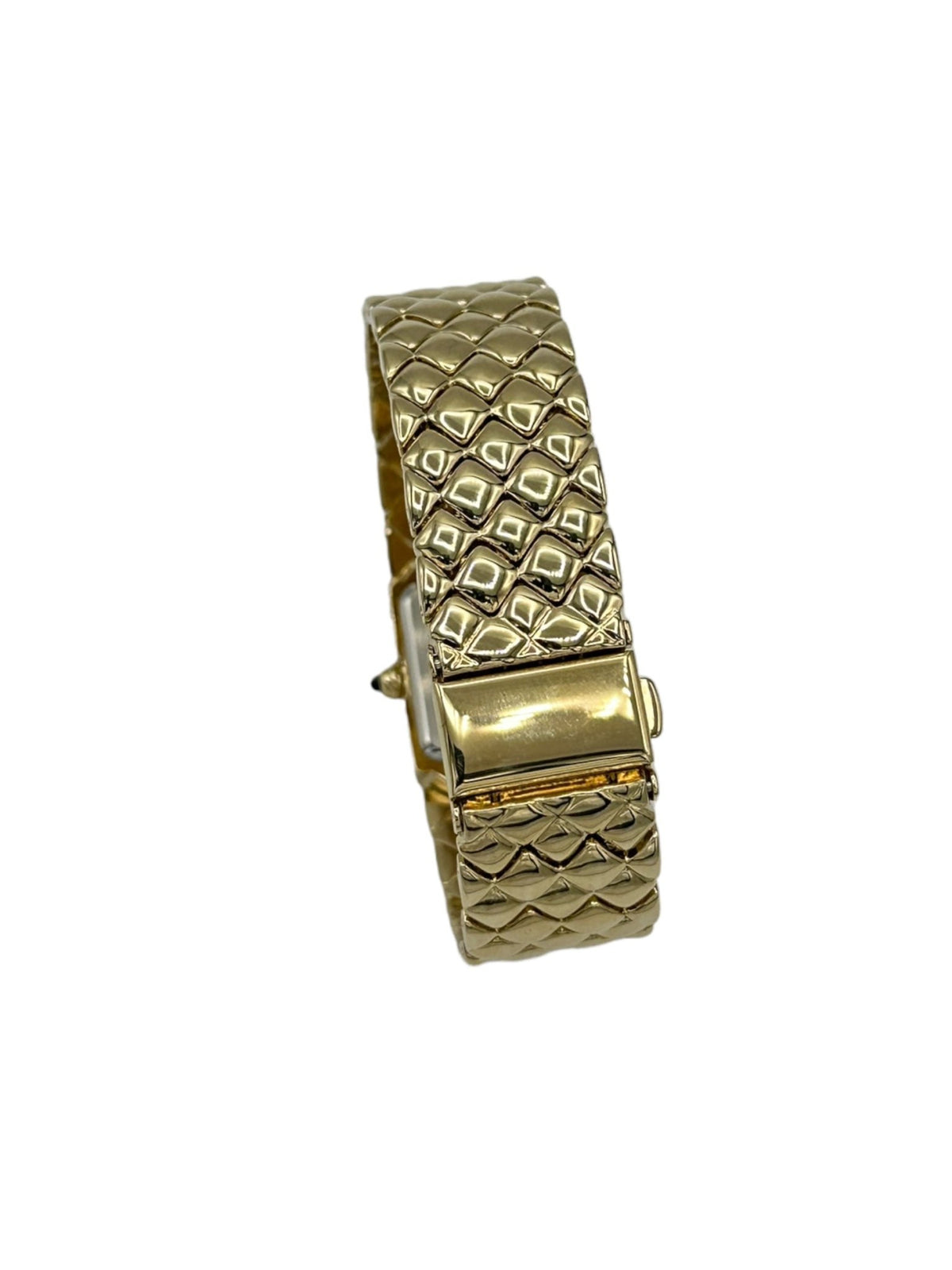 Joan Rivers Gold Quilted Band Beveled Face Wristwatch - 24 Wishes Vintage Jewelry