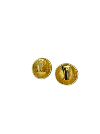 Joan Rivers Gold Round Red Cabochon Clip-On Earrings - 24 Wishes Vintage Jewelry