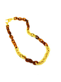Joan Rivers Gold & Tortoise Shell Link Vintage Necklace - 24 Wishes Vintage Jewelry