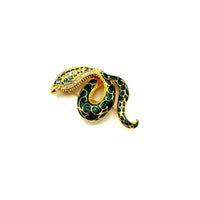Joan Rivers Green Enamel Cobra Snake Vintage Brooch - 24 Wishes Vintage Jewelry