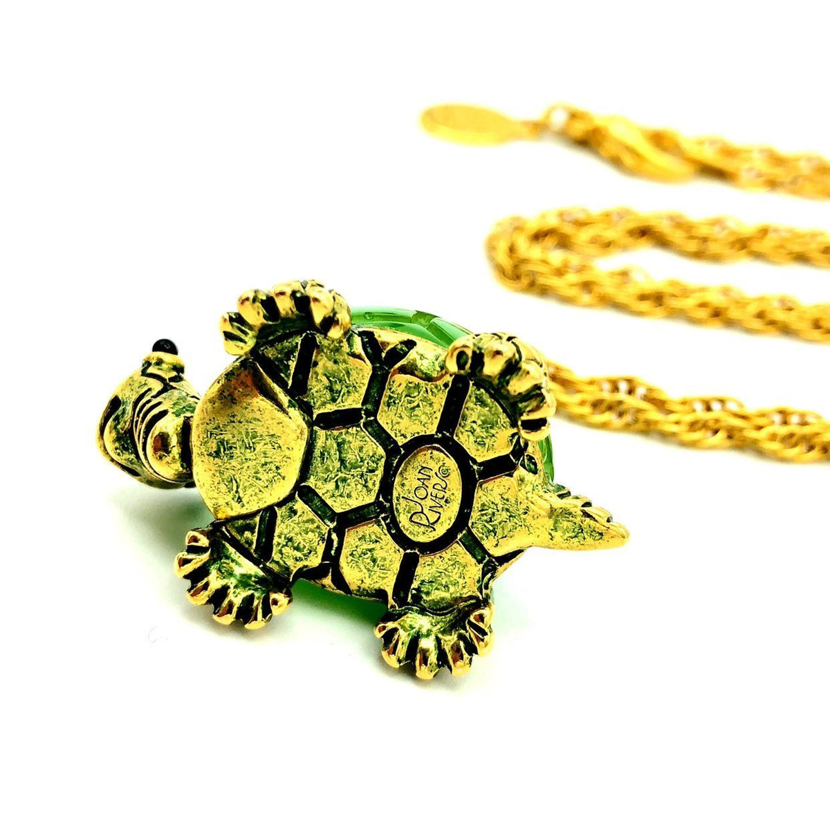 Joan Rivers Green Turtle Vintage Pendant - 24 Wishes Vintage Jewelry