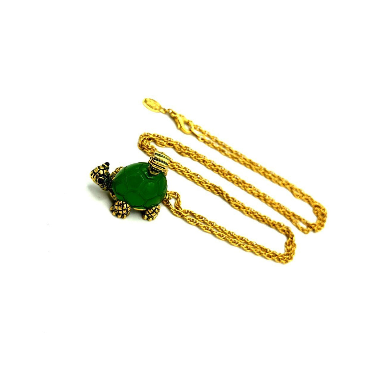 Joan Rivers Green Turtle Vintage Pendant - 24 Wishes Vintage Jewelry
