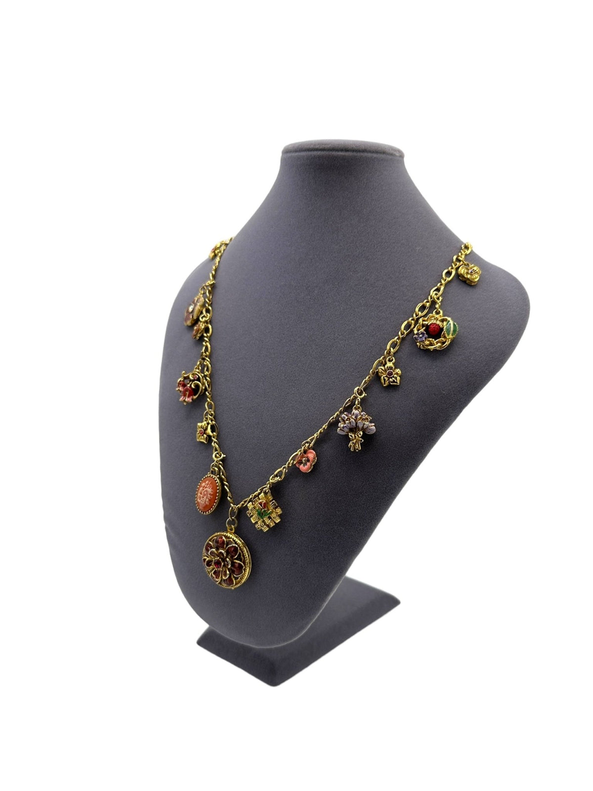 Joan Rivers 'Language of Love' Flower Charms & Locket Vintage Pendant - 24 Wishes Vintage Jewelry