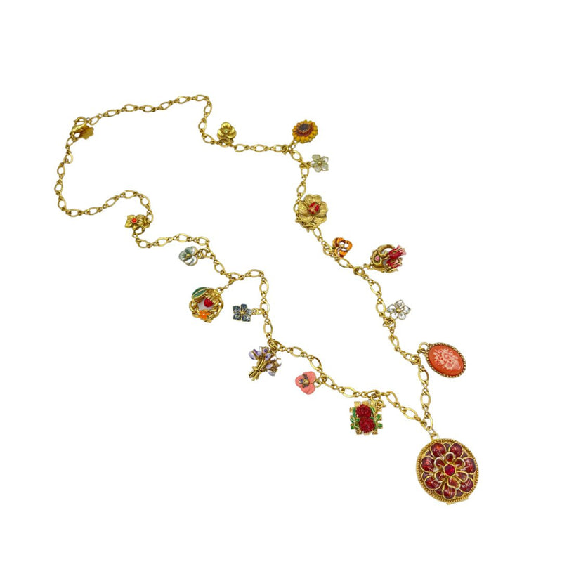 Joan Rivers 'Language of Love' Flower Charms & Locket Vintage Pendant - 24 Wishes Vintage Jewelry