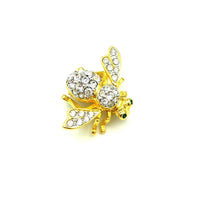 Joan Rivers Petite Gold Rhinestone Bee Brooch Pin - 24 Wishes Vintage Jewelry