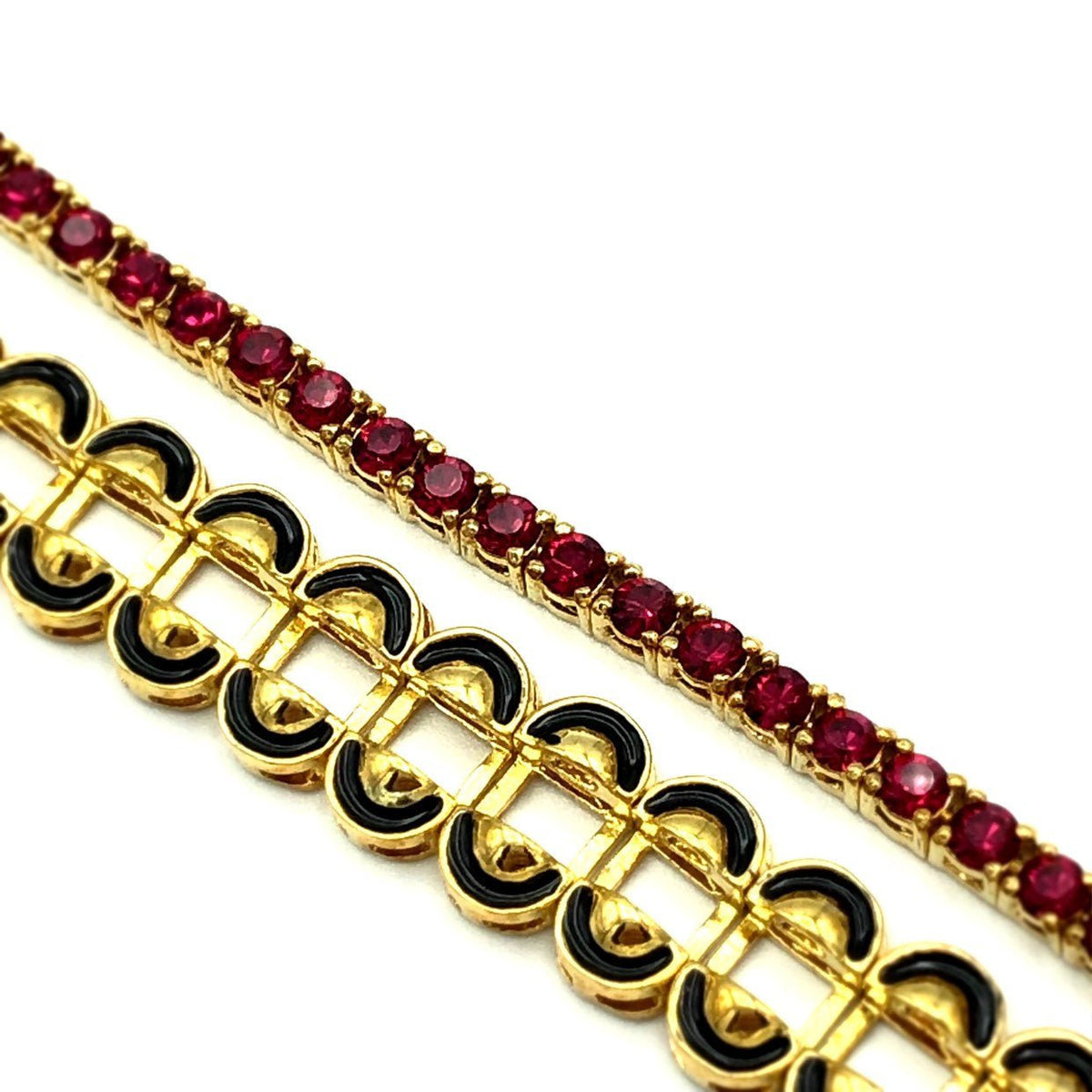 Joan Rivers Ruby Red Gold Vintage Tennis Bracelet - 24 Wishes Vintage Jewelry