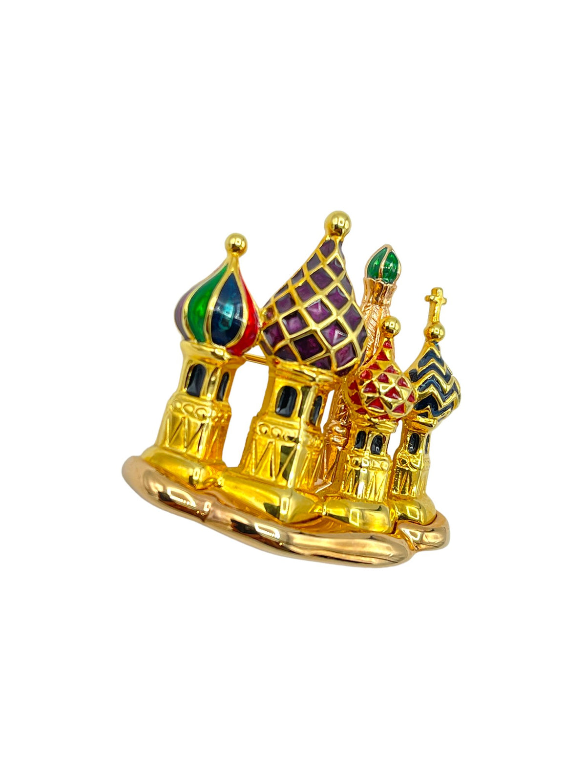 Joan Rivers Russian Cathedral Enamel Vintage Brooch - 24 Wishes Vintage Jewelry