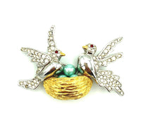 Joan Rivers Silver & Gold Figural Bird Vintage Brooch - 24 Wishes Vintage Jewelry
