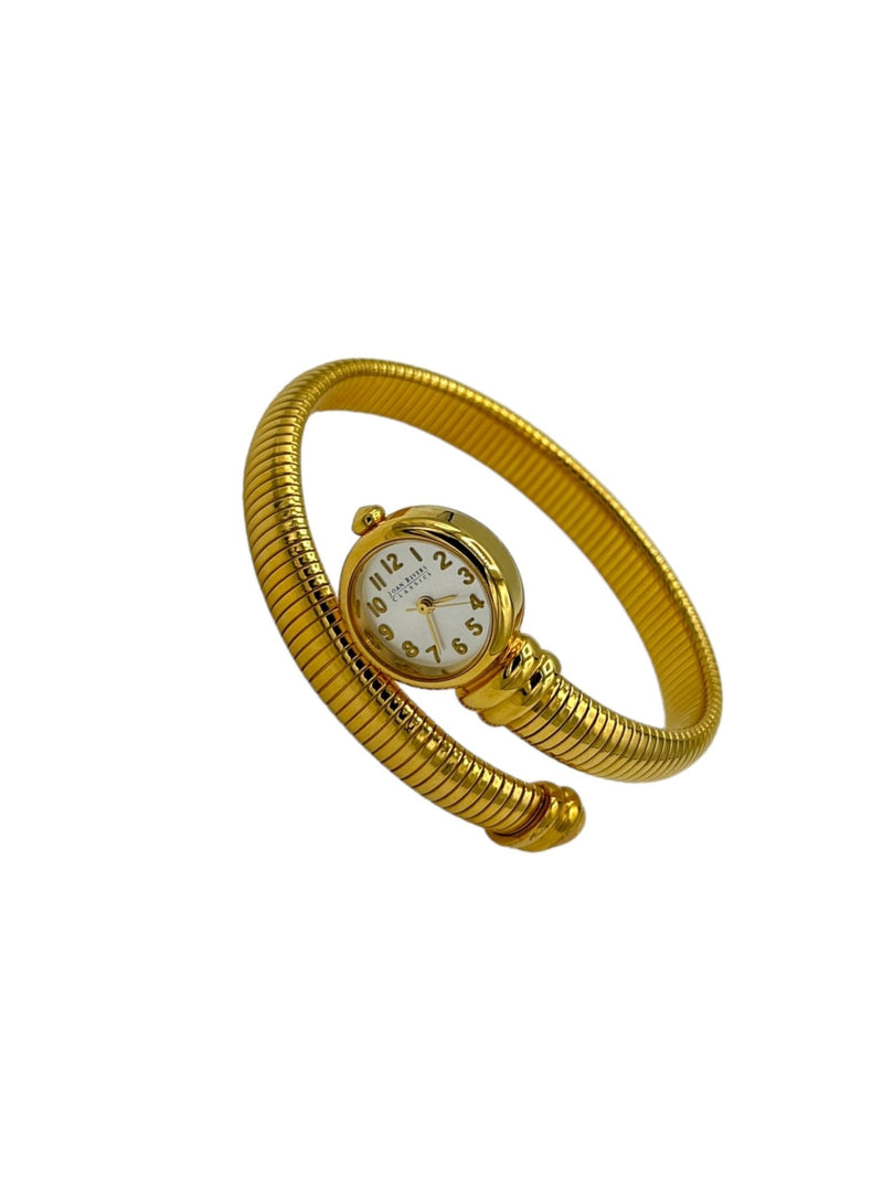 Joan Rivers Snake Coil Wrap Gold Bracelet Wristwatch - 24 Wishes Vintage Jewelry