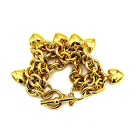 Joan Rivers Vintage Gold Puffy Heart Charm Bracelet - 24 Wishes Vintage Jewelry
